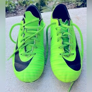 Nike soccer shoes, neon green, youth size 4